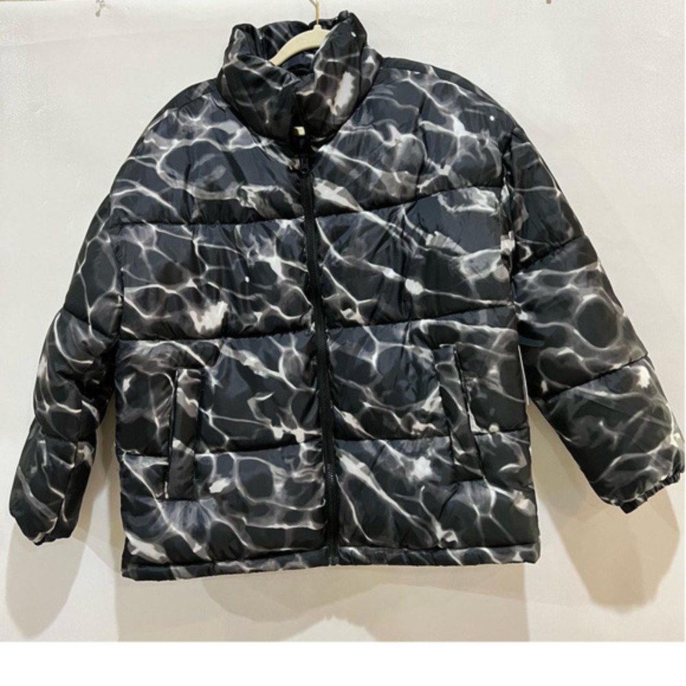 BP‎ Nordstrom Womens Jacket Small Black White Pool Ripple Puffer Warm Oversized
